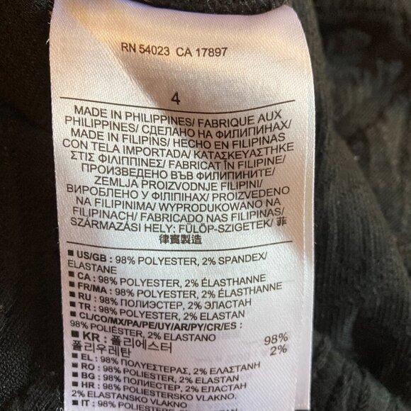 Banana Republic Black Dress brocade embossed shift long sleeve Size 4 - Picture 6 of 6